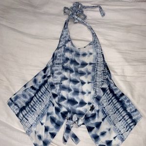 Tie dye blue and white halter top from Billabong!